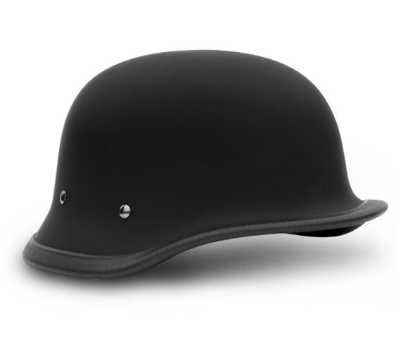 Novelty Motorcycle Helmet - Dull Flat Black - Big German - 1005B-DH - Image 6