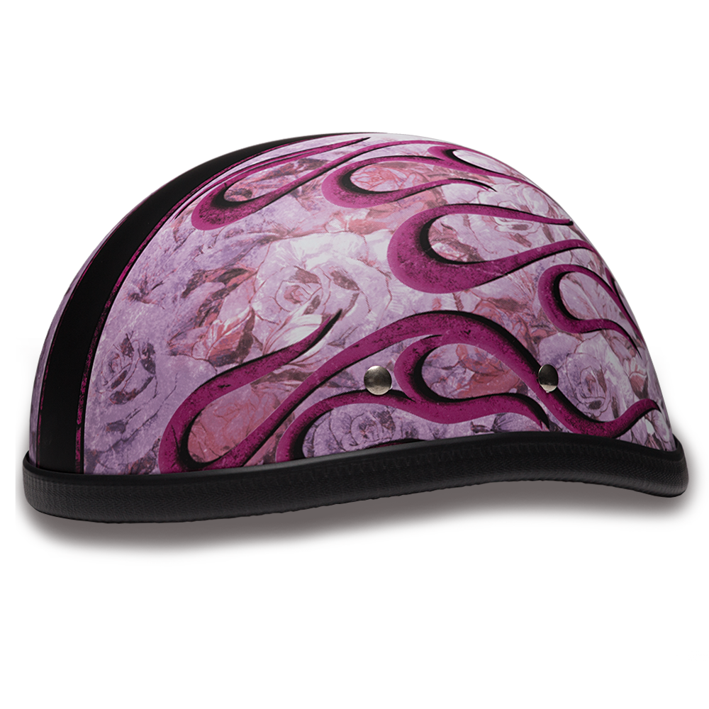 Novelty Motorcycle Helmet - Pink Flames - Eagle Shorty - 6002FP-DH - Image 2
