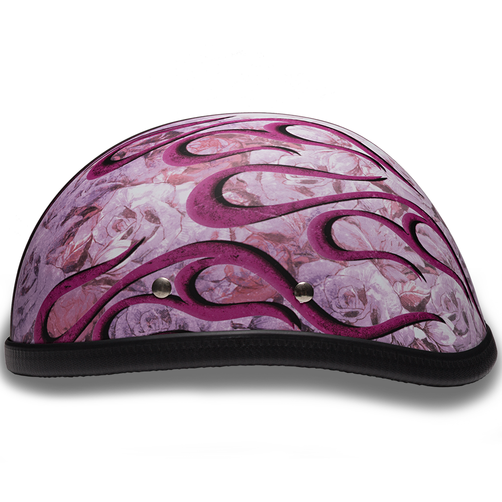 Novelty Motorcycle Helmet - Pink Flames - Eagle Shorty - 6002FP-DH - Image 5