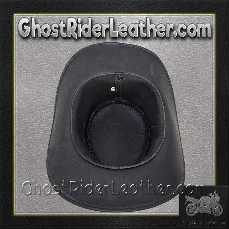 Black Leather Gambler Hat with Conchos / SKU GRL-HAT12-11-DL - Image 4