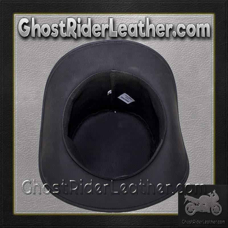 Black Leather Top Hat with Brass Studs / SKU GRL-HAT15-11-DL - Image 4