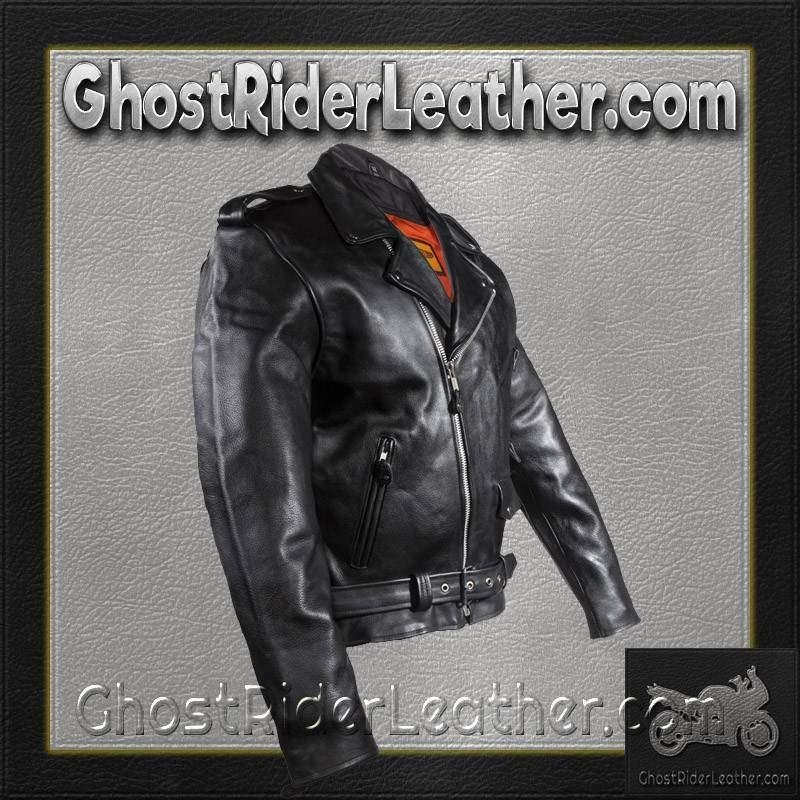 Naked Leather Motorcycle Police Style Jacket with Side Laces and Vents - Up To Size 72 - SKU MJ201-NK-DL - Image 9