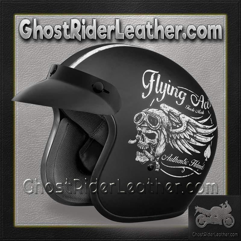 DOT Motorcycle Helmet - Flying Aces - Open Face - Cruiser - DC6-FAC-DH - Image 8