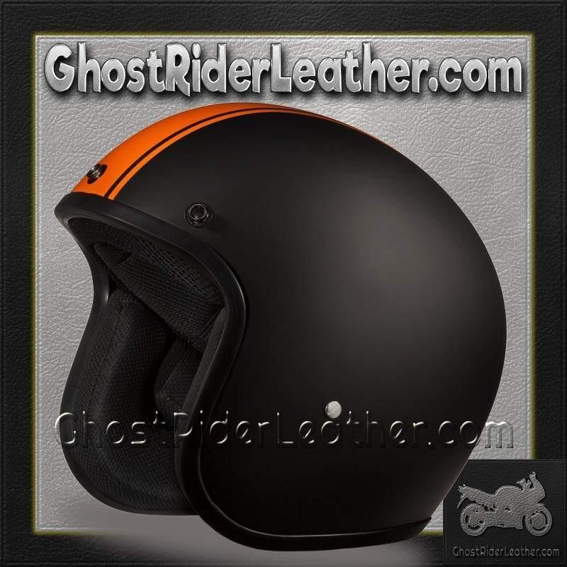 DOT Motorcycle Helmet - Orange Stripe - Open Face - Daytona - DC6-O-DH - Image 9
