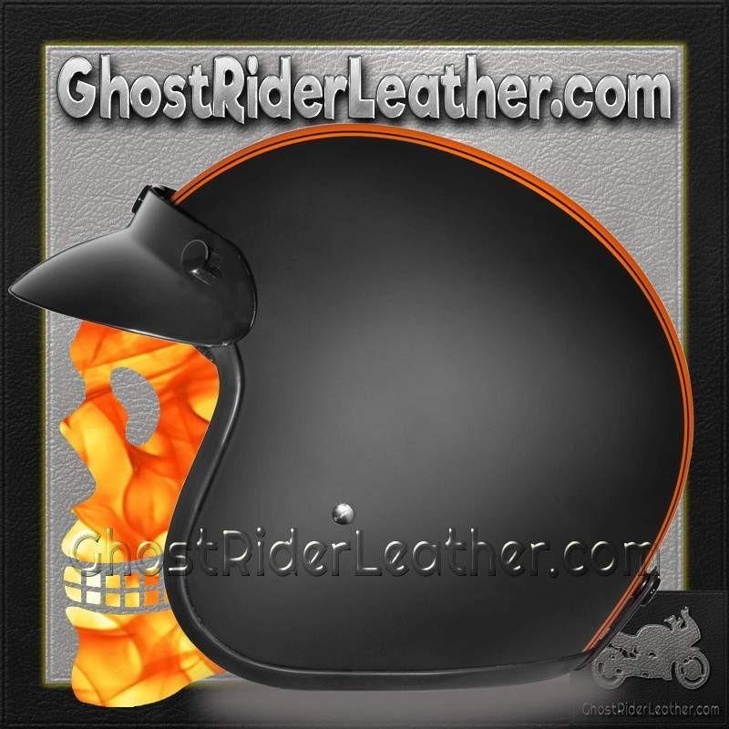 DOT Motorcycle Helmet - Orange Stripe - Open Face - Daytona - DC6-O-DH - Image 10