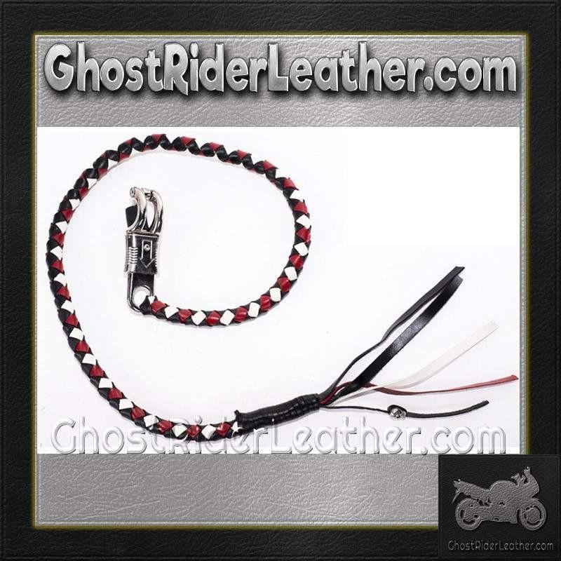 Get Back Whip - 36 Inches - White Red and Black Leather - GBW13-DL - Image 2