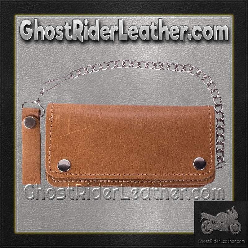 Leather Chain Wallet - Tan - Heavy Duty - Biker - AC51-11TAN-DL