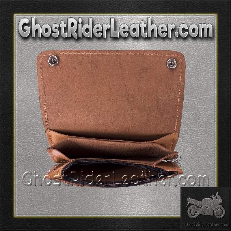 Leather Chain Wallet - Tan - Heavy Duty - Biker - AC51-11TAN-DL - Image 3