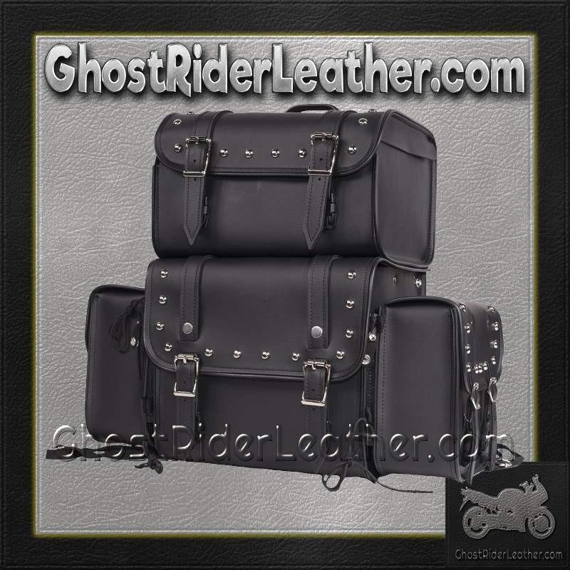 Large Sissy Bar Bag with Studs For Motorcycle Storage - SKU SB3-DL - Image 6