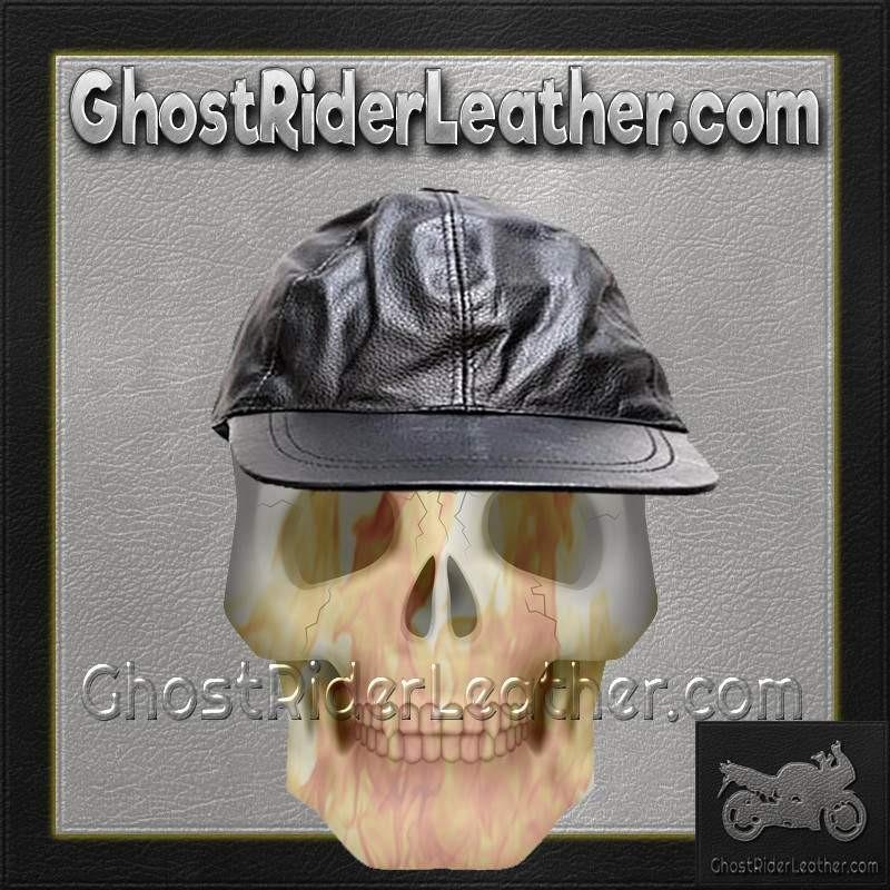 Leather Baseball Cap - Unisex - Adjustable Back - Biker - AC006-DL - Image 5