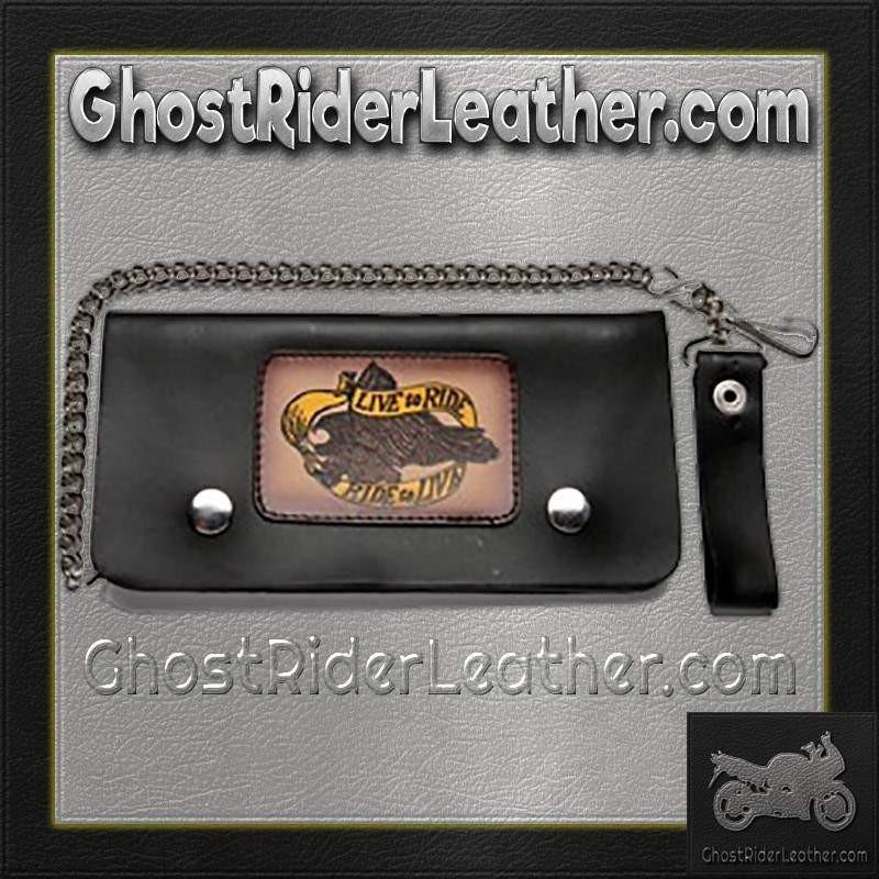 Live To Ride - Leather Motorcycle Chain Wallet - WALLET2-DL - Image 4