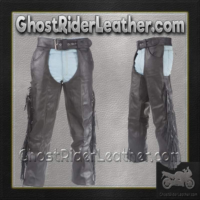 Leather Chaps - Braid and Fringe - Up To 10XL - Unisex - C337-RC-DL - Image 6