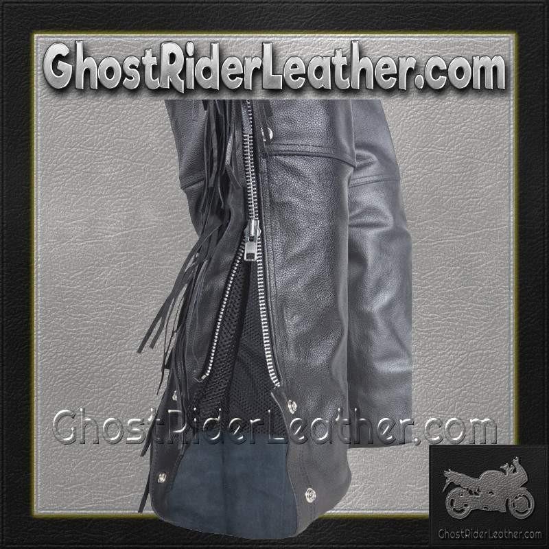 Leather Chaps - Braid and Fringe - Up To 10XL - Unisex - C337-RC-DL - Image 8
