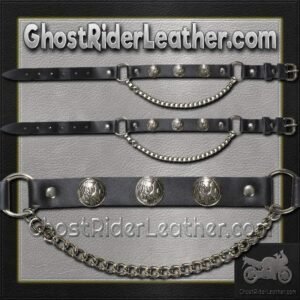 Pair of Biker Boot Chains - Indian Head - Motorcycle Boot Accessories - SKU BC4-DL