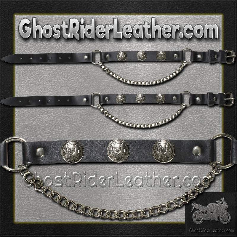 Pair of Biker Boot Chains - Indian Head - Motorcycle Boot Accessories - SKU BC4-DL