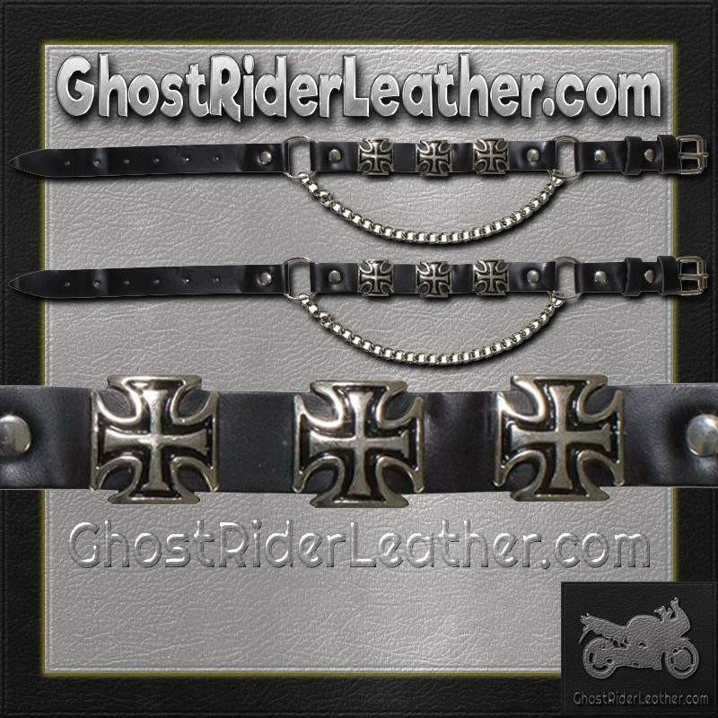 Pair of Biker Boot Chains - Iron Cross - SKU GRL-BC3-DL