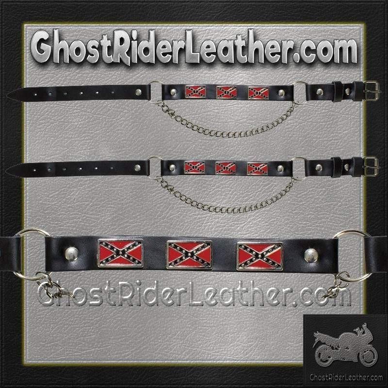 Pair of Biker Boot Chains - Rebel Flag - Motorcycle - BC5-DL - Image 3