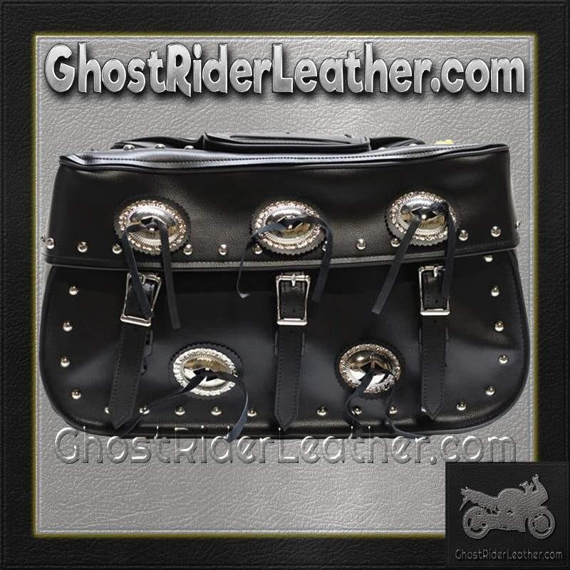 Saddlebags - PVC - Large - Conchos - Studs - Motorcycle Luggage - SD4000-PV-DL - Image 6