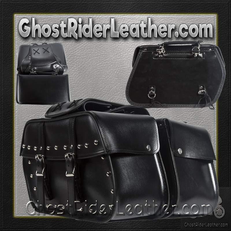 Saddlebags - PVC - Studs - Motorcycle Luggage - SD4079-STUD-PV-DL - Image 4