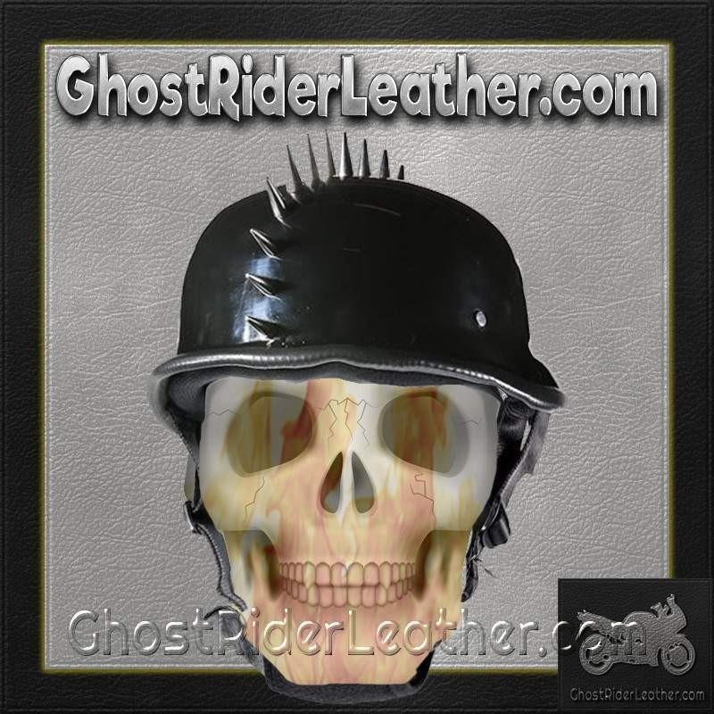 Novelty Motorcycle Helmet - Spiked - Gloss Black - German - H402-02-DL - Image 8
