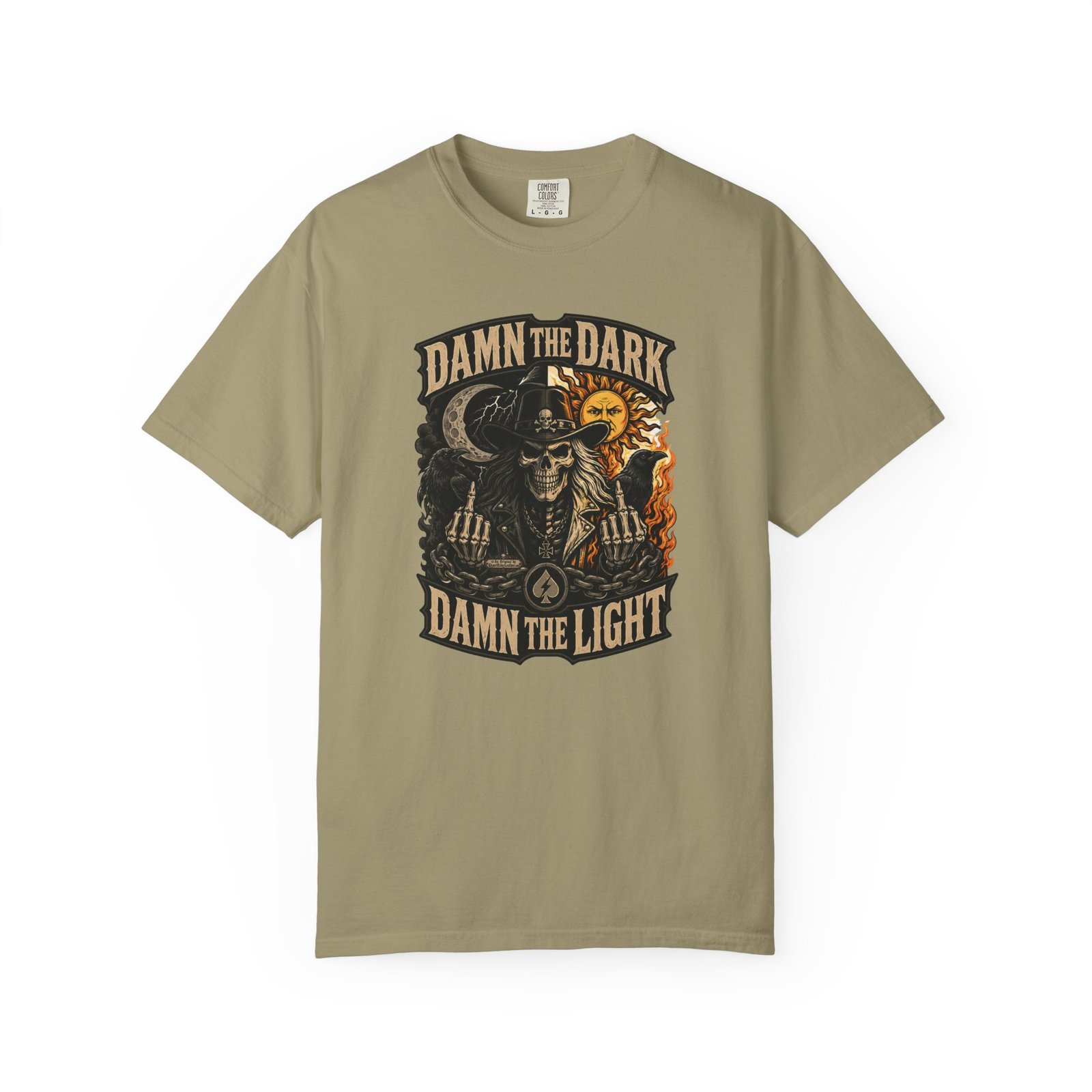 Damn the Dark Damn the Light Graphic T-Shirt - Comfort Colors 1717 - Biker Tee - Image 9
