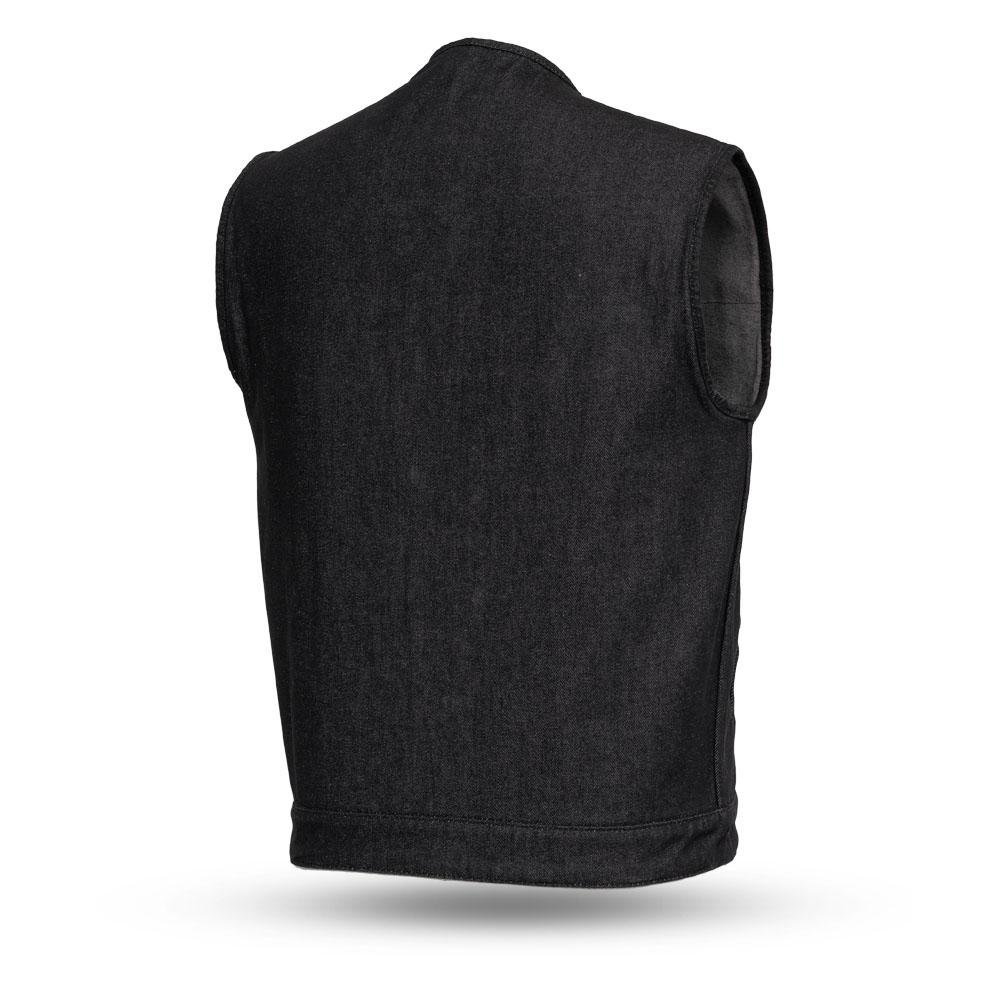 Haywood - Black Denim Men's Motorcycle Vest - FIM634DM - Image 2