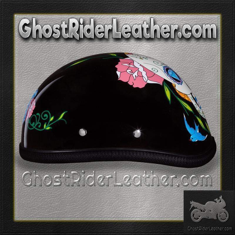 Novelty Motorcycle Helmet - Diamond Sugar Skull - Eagle Shorty - 6002DS-DH - Image 7