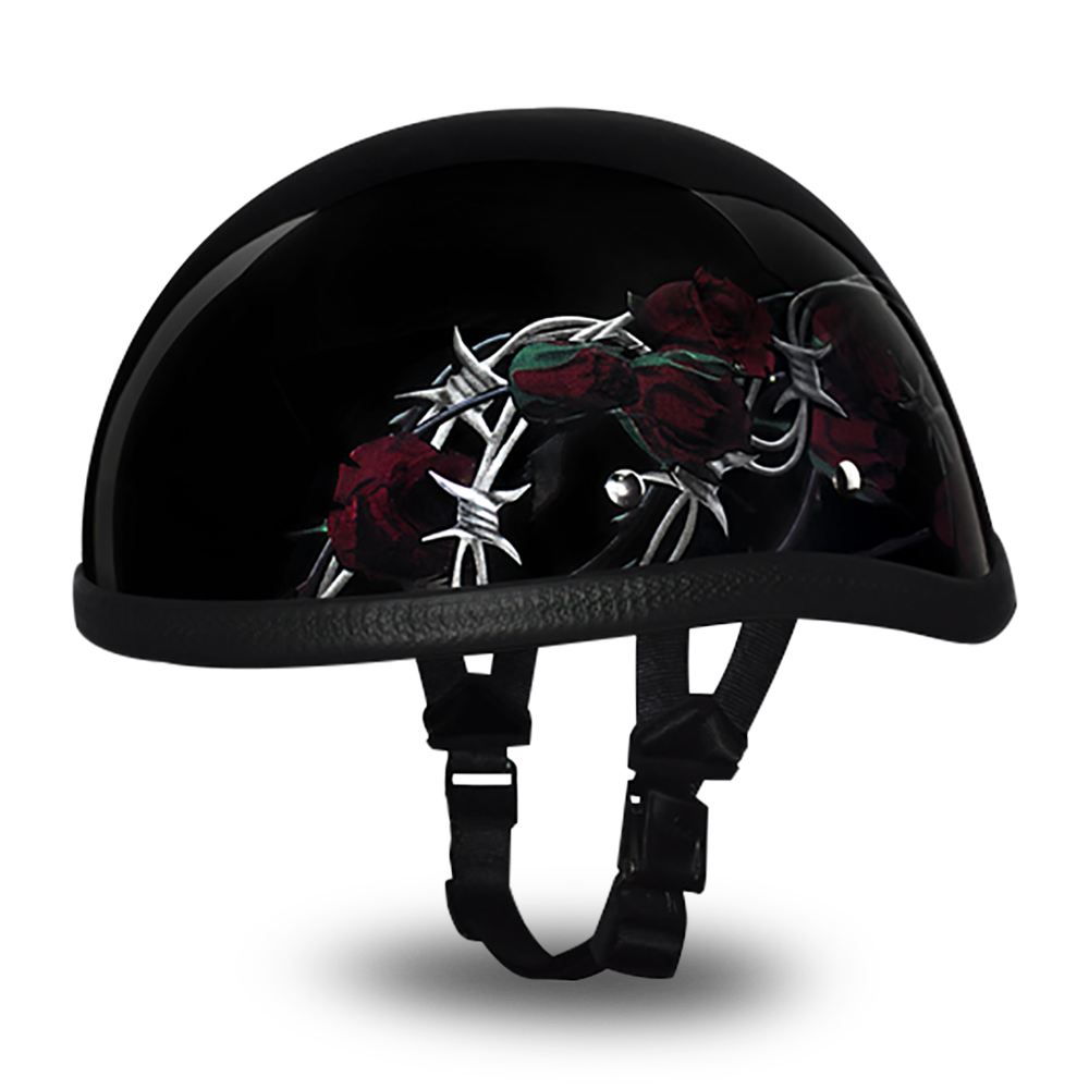 Novelty Motorcycle Helmet - Barbed Roses - Eagle Shorty - 6002BRO-DH