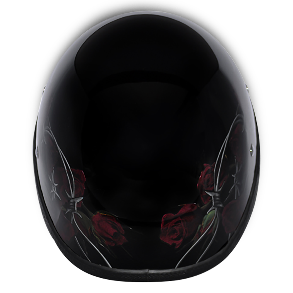Novelty Motorcycle Helmet - Barbed Roses - Eagle Shorty - 6002BRO-DH - Image 2