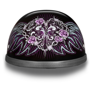 Novelty Motorcycle Helmet - Barbed Wire Heart - Shorty Eagle - 6002BWH-DH