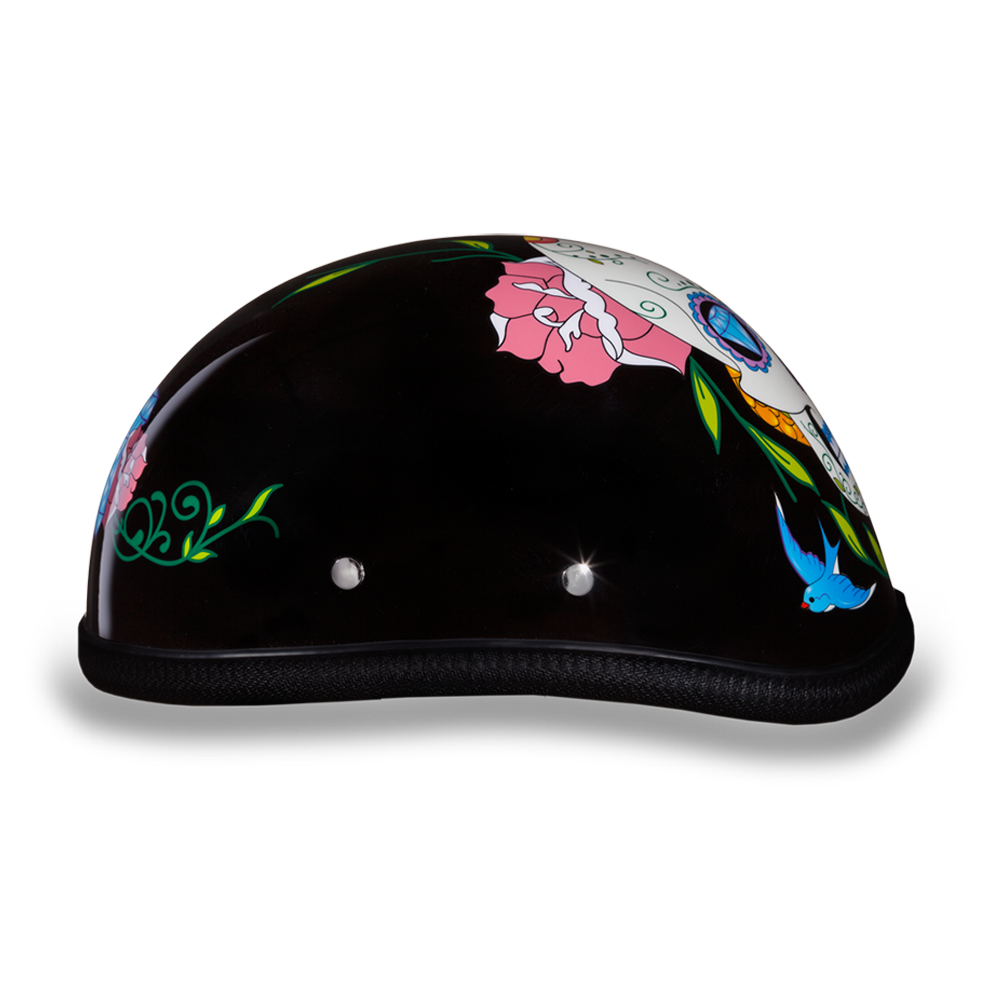 Novelty Motorcycle Helmet - Diamond Sugar Skull - Eagle Shorty - 6002DS-DH - Image 6