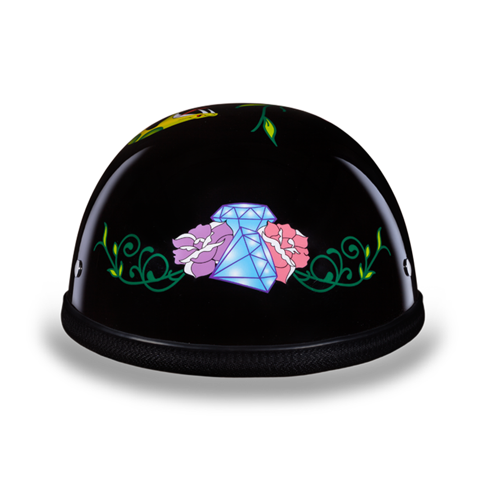 Novelty Motorcycle Helmet - Diamond Sugar Skull - Eagle Shorty - 6002DS-DH - Image 5