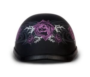 Novelty Motorcycle Helmet - Tribal Purple Rose - Eagle Shorty - 6002SPR-DH
