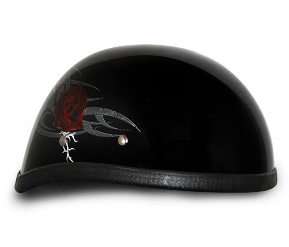 Novelty Motorcycle Helmet - Tribal Red Rose - Eagle Shorty - 6002SFR-DH - Image 3