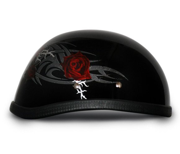 Novelty Motorcycle Helmet - Tribal Red Rose - Eagle Shorty - 6002SFR-DH - Image 4