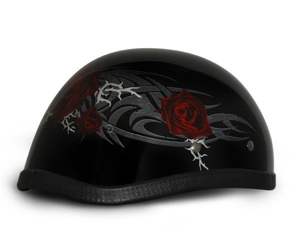 Novelty Motorcycle Helmet - Tribal Red Rose - Eagle Shorty - 6002SFR-DH - Image 5