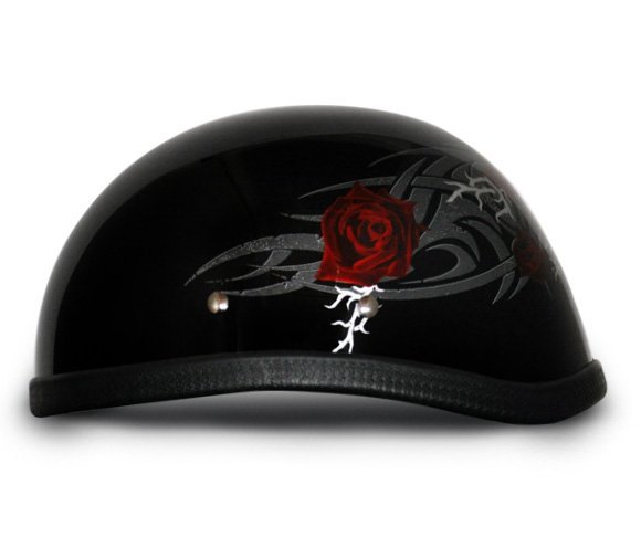 Novelty Motorcycle Helmet - Tribal Red Rose - Eagle Shorty - 6002SFR-DH - Image 7