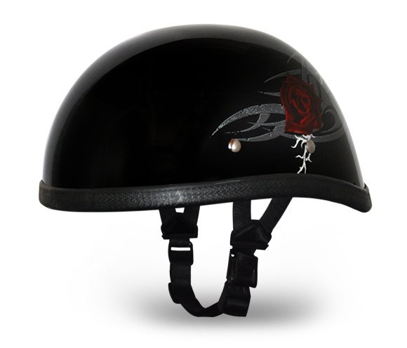 Novelty Motorcycle Helmet - Tribal Red Rose - Eagle Shorty - 6002SFR-DH - Image 8