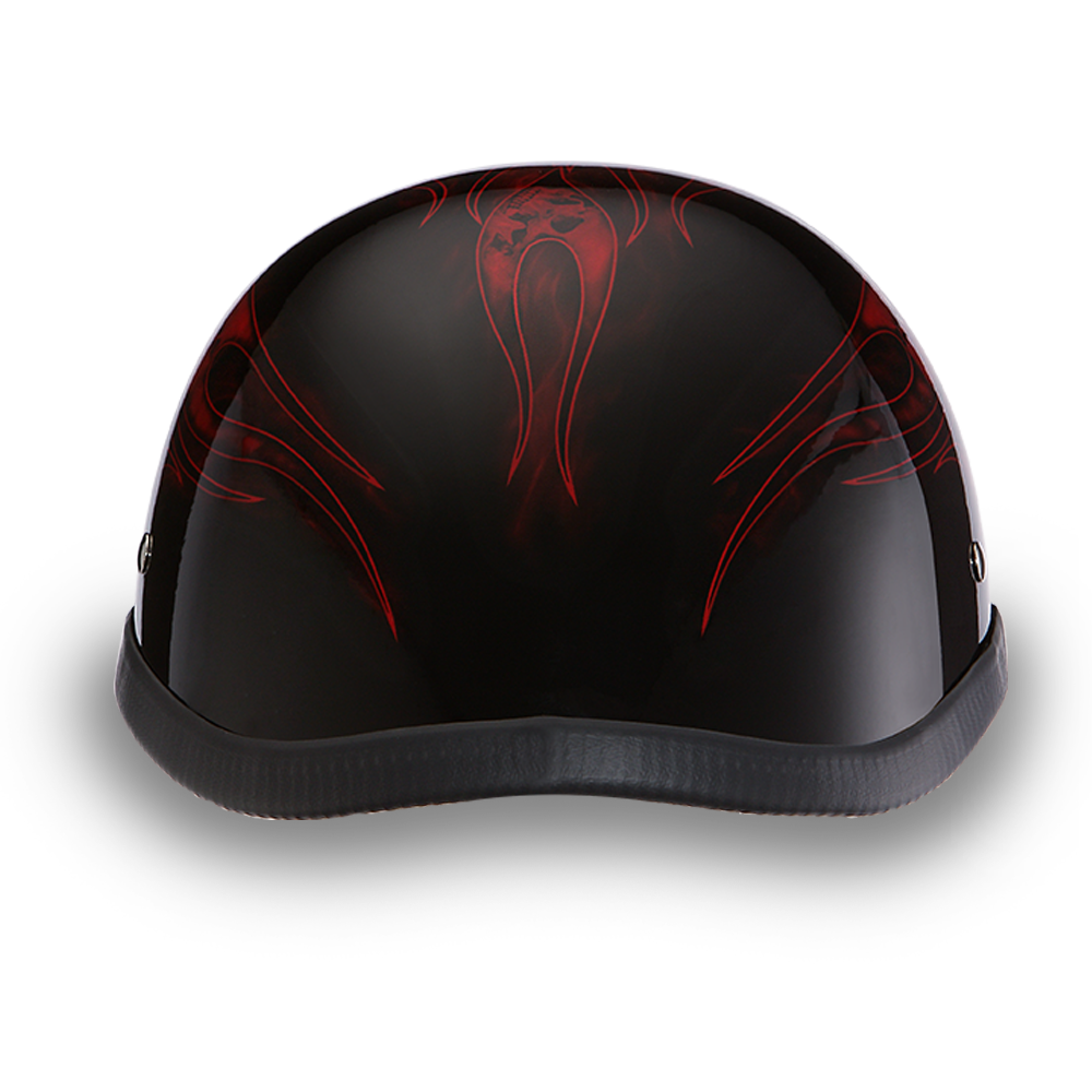 Novelty Motorcycle Helmet - Skull Red Flames - Eagle Shorty - 6002SFR-DH - Image 5