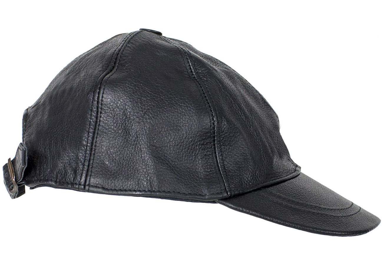 Leather Baseball Cap - Unisex - Adjustable Back - Biker - AC006-DL - Image 2
