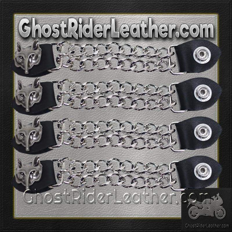 Set of Four Wolf Head Vest Extenders with Chrome Chain - AC1067-DL - Image 2