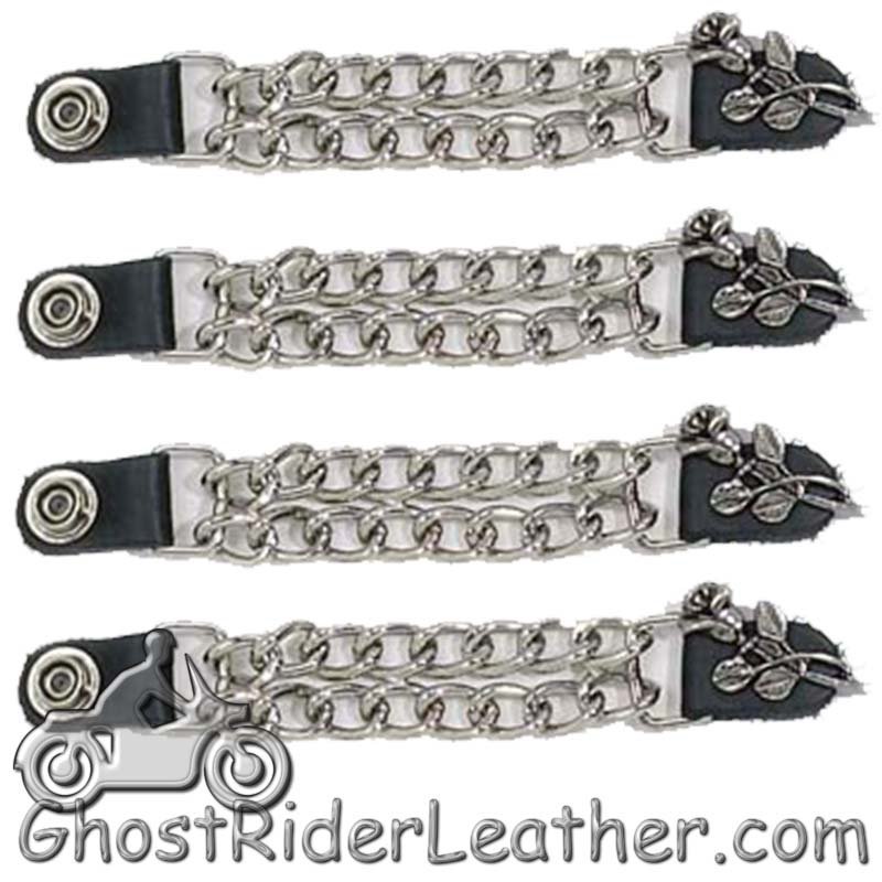 Set of Four Rose and Stem Vest Extenders - Chrome Chain - AC1070-DL