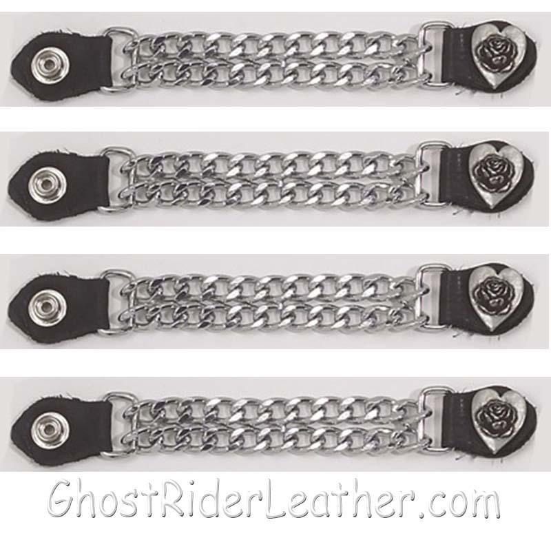 Set of Four Rose In Heart Vest Extenders with Chrome Chain - AC1075-DL - Image 2