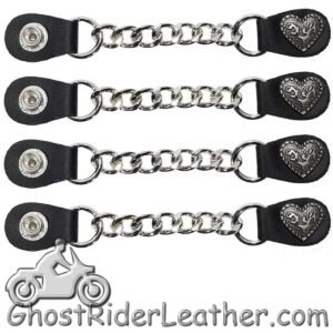 Set of Four Fancy Heart Vest Extenders with Single Chrome Chain - AC1078-LL-DL
