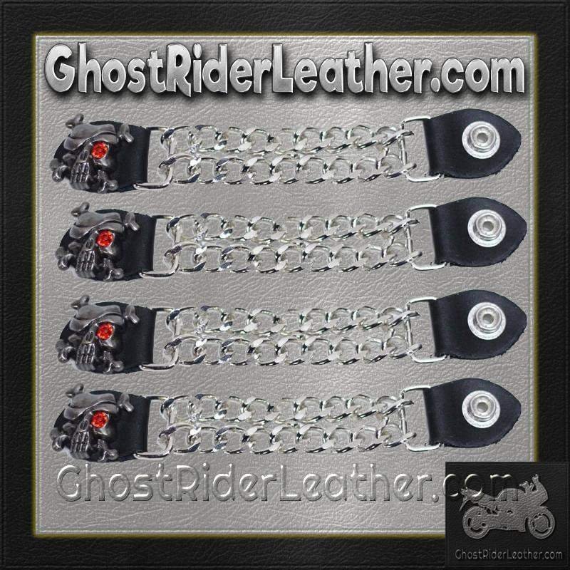 Set of Four Skull Crossbones Red Eye Vest Extenders with Chrome Chain - AC1080-DL - Image 2