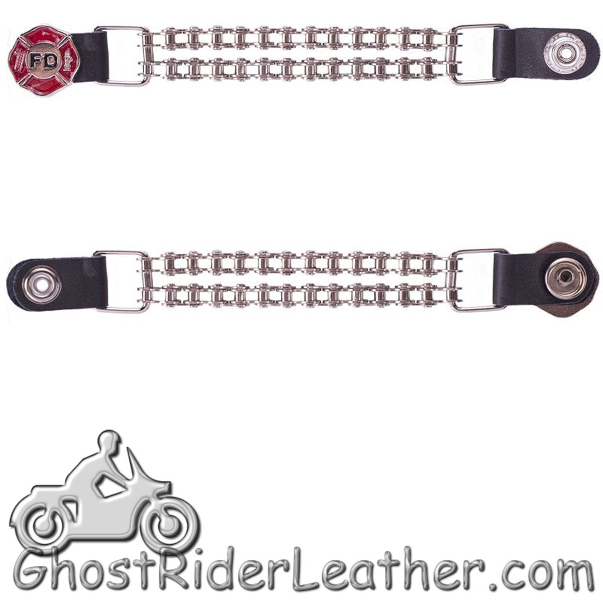 Set of Four - Fire Department Vest Extenders with Chrome Motorcycle Chain - AC1097-FD-BC-DL - Image 2