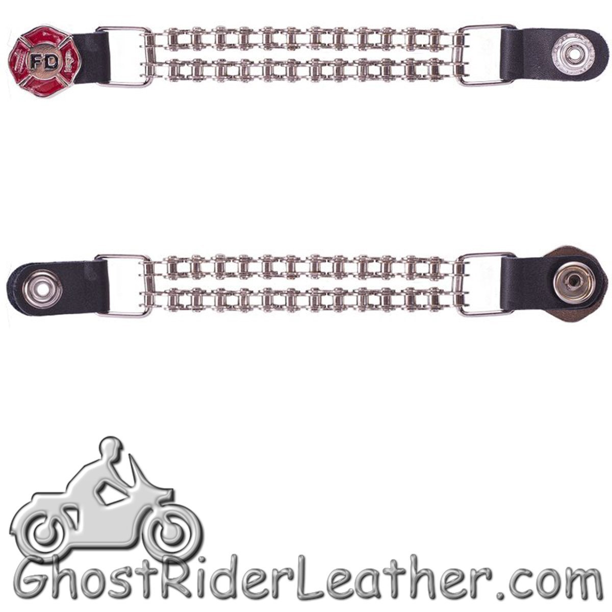 One Single - Fire Department Vest Extender with Chrome Motorcycle Chain - AC1097-FD-BC-DL-1 - Image 2
