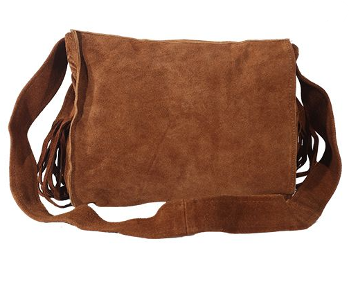 Brown Suede Leather Purse - Peace Sign - Fringe - Handbag - AC2050-DL - Image 3