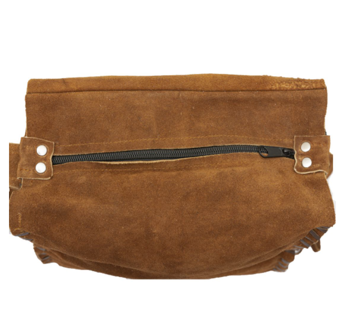 Brown Suede Leather Purse - Peace Sign - Fringe - Handbag - AC2050-DL - Image 7