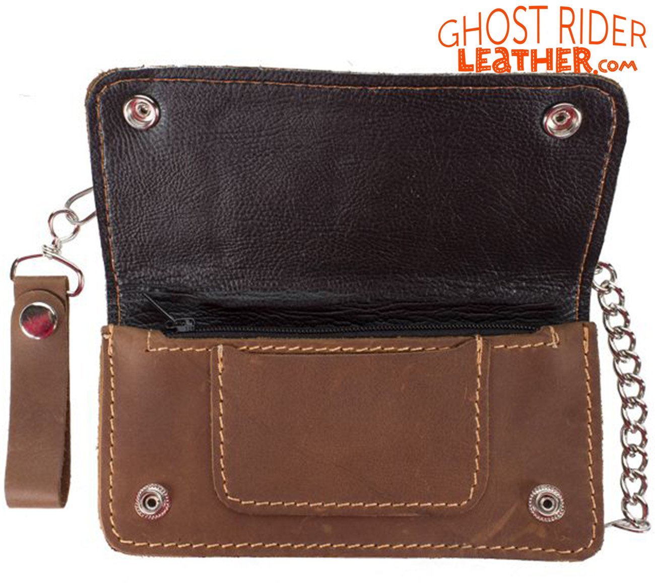 Leather Chain Wallet - Heavy Duty - Brown - AC51-11-BRN3-DL - Image 4